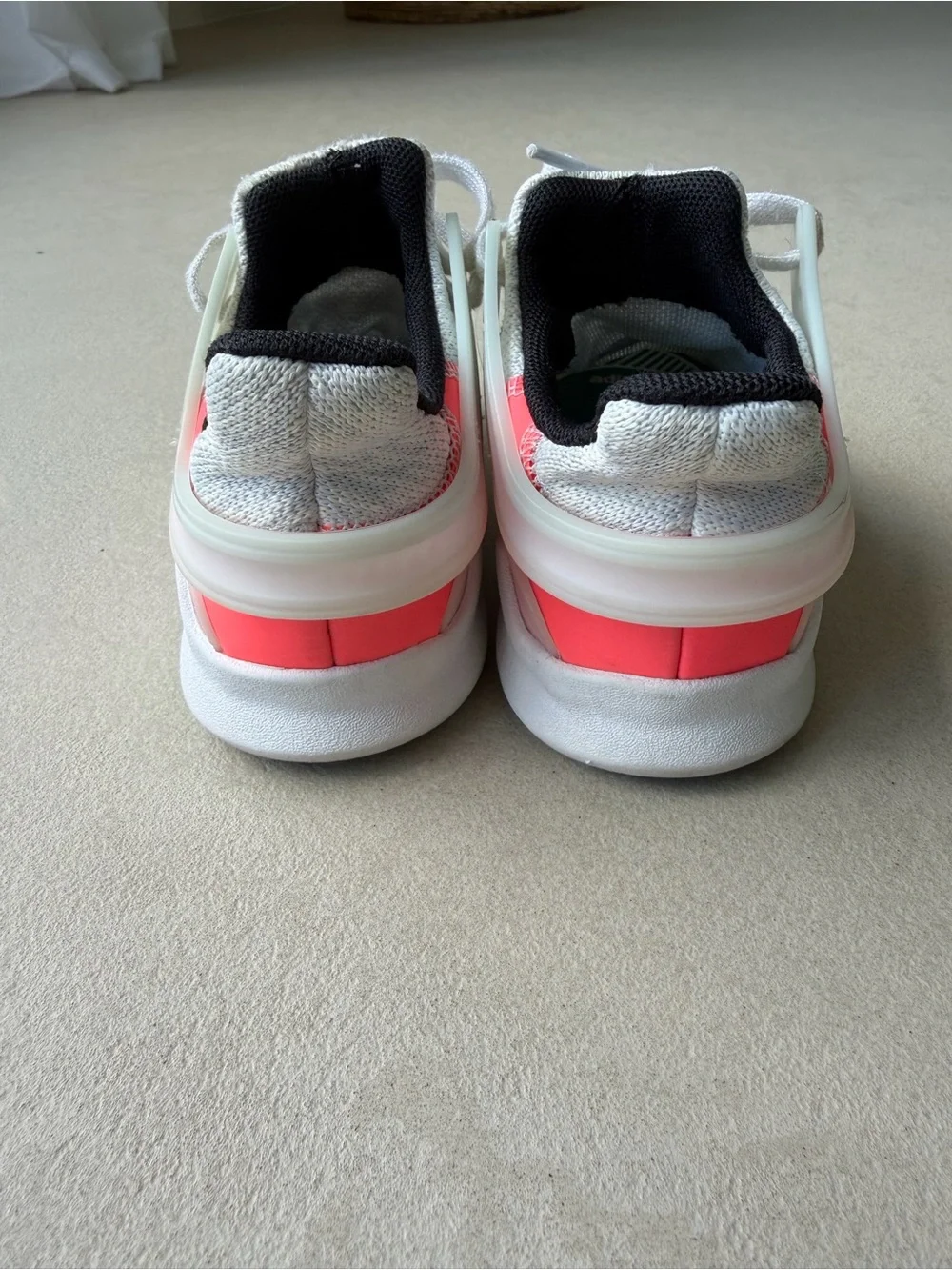 adidas Kids White Sneakers with Neon Pink Accents